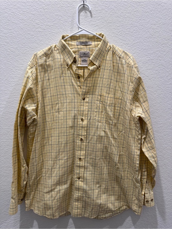 LL Bean Other - LL Bean Mens Wrinkle Free Traditional Fit Yellow Tattersall Shirt L-REG 269337